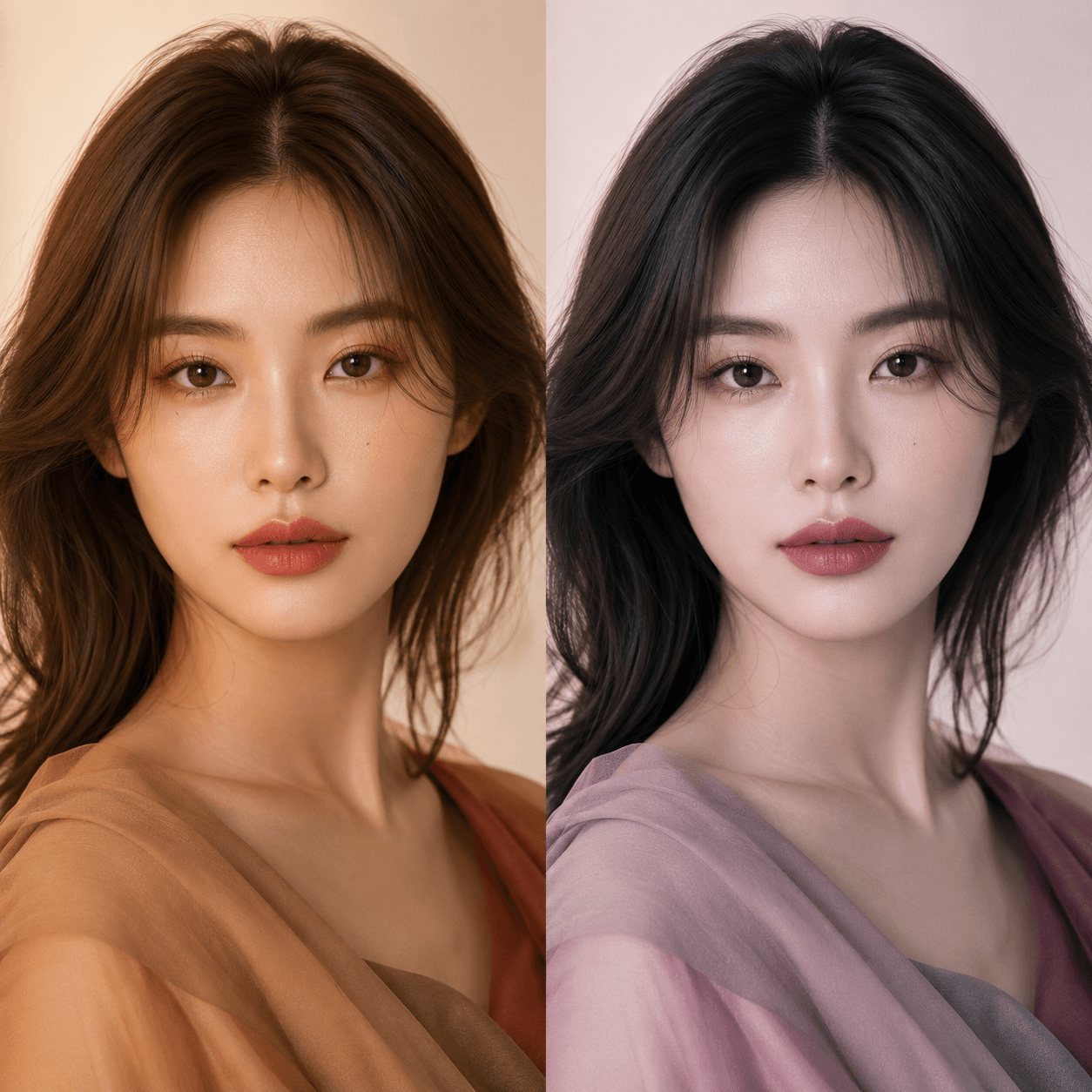 Warm and cool personal color comparison